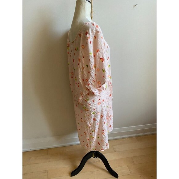 BP Women Pink Floral Skater Dress BNWOT Short Sleeve Button Up - Picture 4 of 7
